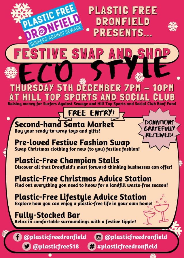 sustainableS18's tweet photo. Plastic Free Dronfield presents 'Festive Swap and Shop - Eco Style'!
#plasticfreecommunities #plasticfreedronfield
#SAS #secondhandsanta
@sascampaigns https://t.co/d5ctpN8VER