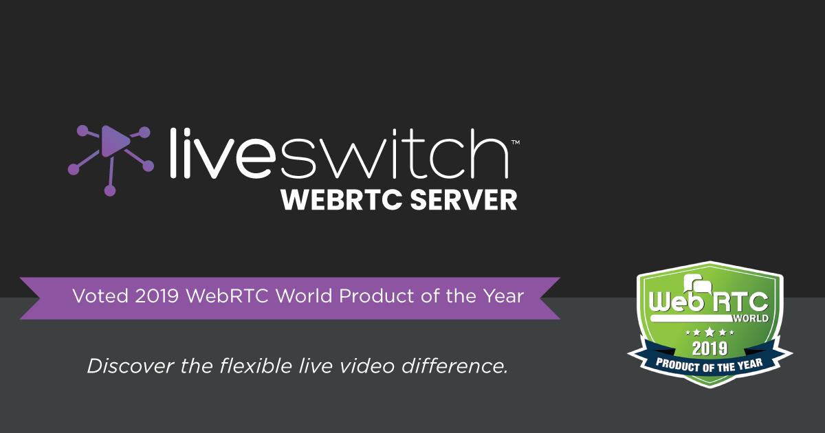 LiveSwitchInc's tweet photo. We are happy to announce that LiveSwitch won the 2019 WebRTC World Product of the year. The #WebRTC Product of the Year Award honours solutions that support browser-to-browser applications for voice calling, video chat, and P2P file sharing.  https://t.co/oA0dtXBS25 https://t.co/7OLZGwYyTm