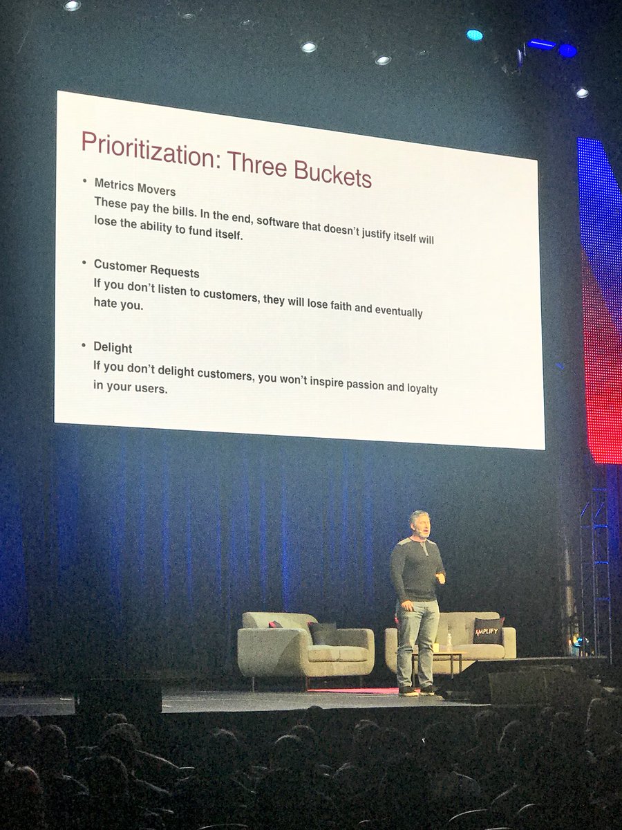 “The problem with customer requests is that it’s very hard to draw the line between customer requests &amp; metrics movers. If you develop a regular pattern where customers make requests and you don’t listen, they will hate you” - <a href="/adamnash/">Adam Nash</a> (VP Product <a href="/Dropbox/">Dropbox</a> ) #AmplifyPM