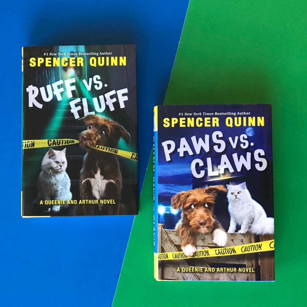 Scholastic's tweet photo. Start reading #PawsVsClaws by Spencer Quinn (@ChetTheDog), book 2 in the laugh-out-loud series about the most epic rivalry of our time…Arthur the dog vs. Queenie the cat: https://t.co/kZ63oHNzj6 https://t.co/1PjUnr6hSL