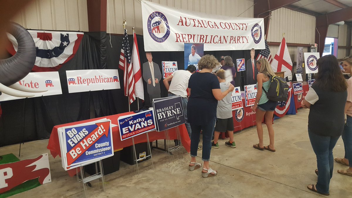 autaugagop's tweet image. The fair started this evening, the Autauga GOP booth was busy. Kathy Evans Autauga Co Revenue Commissioner and Bill Tatum running for Dist. #3  John Thraillkill Co .Commissioner Dist. #3 and Paul Beckman  Co  Commission Dist. #1 #BradleyByrne #BarryMoore