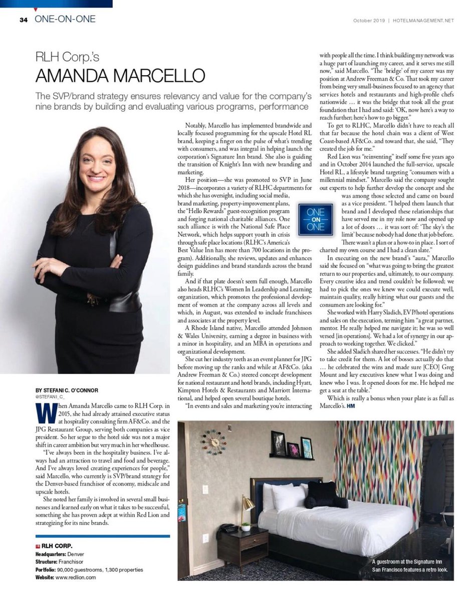 rlhco's tweet photo. Help us congratulate our SVP of #BrandStrategy, @1AmandaMarcello, on her feature in @HotelMgmtMag! The issue spotlights influential women in hospitality & highlights the exciting work Amanda has been doing at #RLHC & more. Read the full feature here: https://t.co/Wgo9j8ESER. https://t.co/GJtFyq2RGP