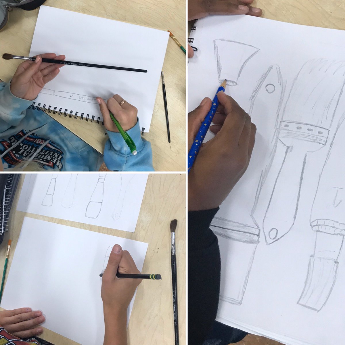 JulieCosco's tweet photo. The process of the paintbrush painting...sometimes the best inspiration is right in the cabinet. My #eighthgraders really did an awesome job #painting a paintbrush! 🖌 #wvmscosco https://t.co/GS3wGlp4iv