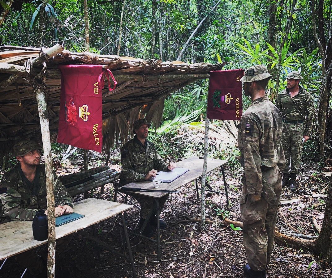 BATSUBOfficial's tweet photo. The @GrenadierGds recognising the hard work and dedication of their Guardsmen deep in the Belizean jungle. #jungle #batsub #promotion #ukinbelize #belize #guards #leadership https://t.co/zkK24xe6Eb