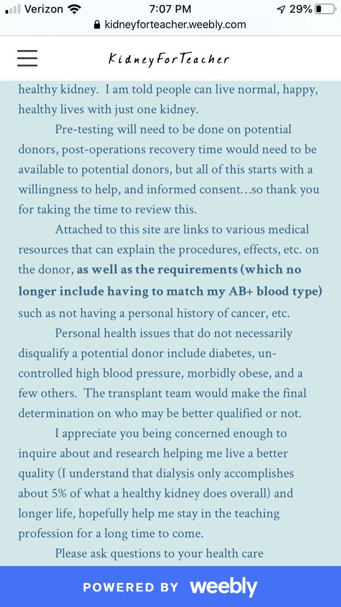 KevinLewisNomad's tweet photo. NEW: Damascus, Md. High School social studies teacher Robert Dickie is in dire need of a new kidney.

The 54yo has stage 5 kidney disease and could have less than a year to live. Read his story in the attached images.

🚨Please RT in hopes of this reaching a willing organ donor🚨 https://t.co/Iyzl6WrpVp