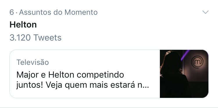 heltonoliver_'s tweet photo. Estamos no 6 assunto do #Twitter família 💙 #MasterChefARevanche #teamhelton https://t.co/fGUbCaKJLO