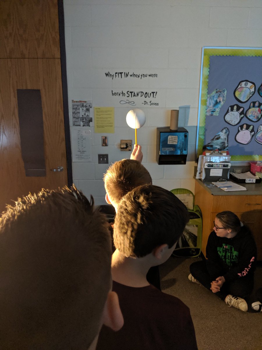 Real life models of the moon phases!! @cms_grizzlies