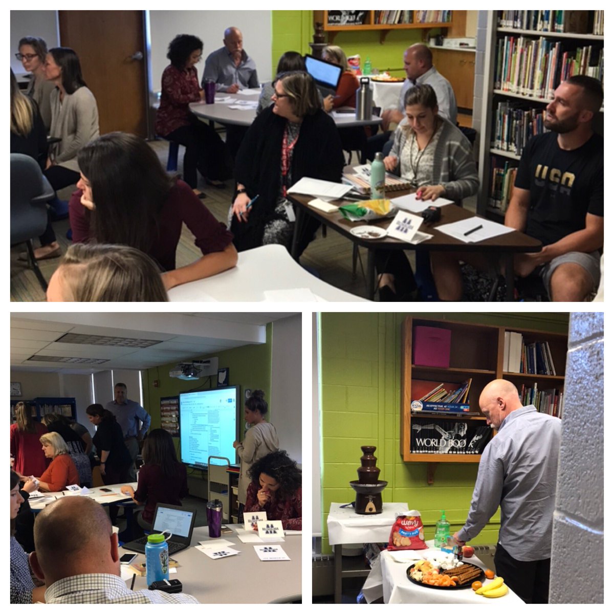 Successful Wilson Hill Staff Meeting!  Yes, there is a chocolate fountain! @WhiteTigerPride <a href="/wcsteachers/">WCSTeachers</a> <a href="/WilsonHillElem/">Wilson Hill Elem</a>