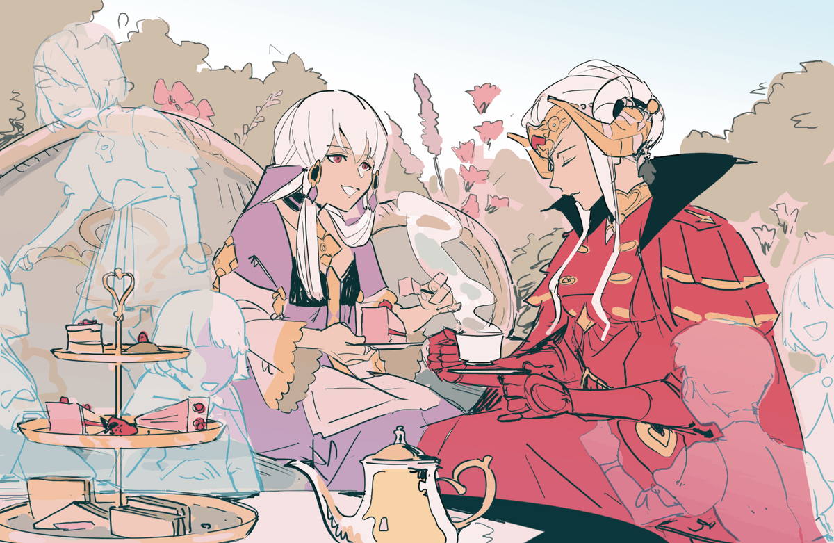theyoungdoyler's tweet photo. [fe3h] lysithea and edelgard (&amp; siblings) "Being with you feels somehow nostalgic..." https://t.co/QXDpf359wY