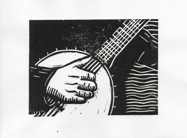 GripAndWord's tweet photo. #inktober day 8, “frail.” .
#linocut, 3”x4”
.
Cheated a bit on this one and traced a (original) photo. #inktober2019 #inktoberday8 #frail #frailing #clawhammer #banjo #linoctober #printmaking #reliefprint #reliefprintmaking https://t.co/8YDgOdwjM4 https://t.co/yDMIAfjaRN