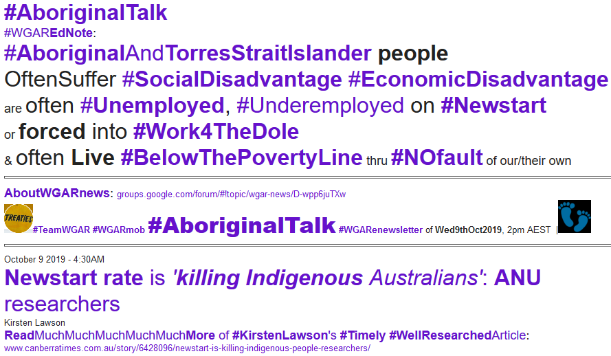 #NewstartRate is '#killingIndigenousAustralians with #NOprospect of #ClosingLifeExpectancyGap while #UnemploymentBenefitRemainsSoLow: #ANUresearchers canberratimes.com.au/story/6428096/… #AboriginalTalk 9Oct19 ft #FrancisMarkham #JonAltman #RaiseTheRate #TAI #StandByNT groups.google.com/forum/#!topic/…