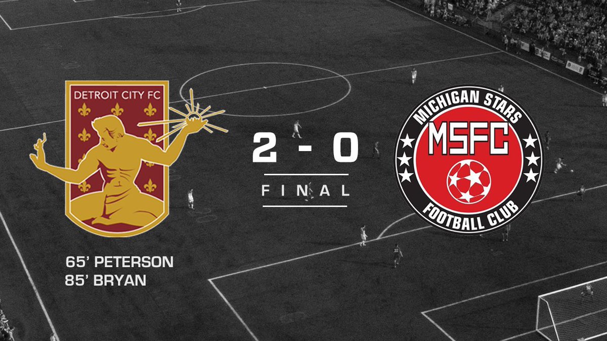 DetroitCityFC's tweet photo. FINAL: City defeats @MichiganStarsFC 2-0 tonight at Keyworth Stadium to remain unbeaten in the @NPSLSoccer Members Cup! #DCTID https://t.co/yBfqXF0pBv