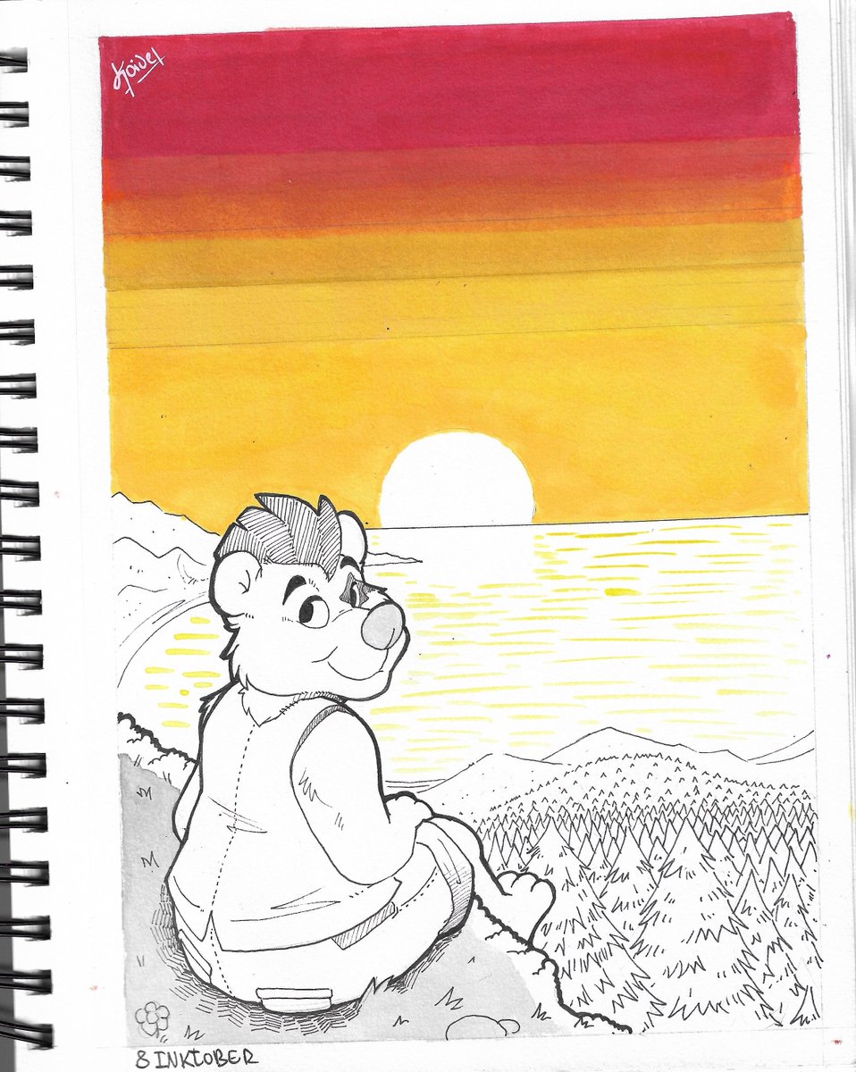 KoidelCoyote's tweet photo. day 8 #inktober2019 commission for @Beastly_Drohan 

after every hiking, reaching stunning landscapes makes everything worths it. https://t.co/7vXViV07D3