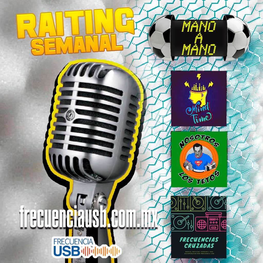 FrecuenciaUSB's tweet photo. Escucha nuestros podcast https://t.co/TfqlfQ9xhr @FrecuenciaUSB @USB_Mexico #NoSoloEsRadioEsTuEspacio #raitingsemanalusb https://t.co/SAIdmochB1