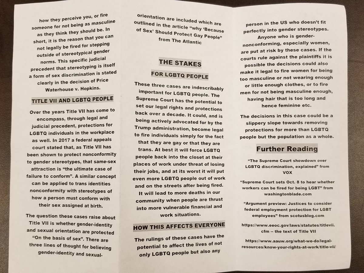 Today is the beginning of an incredibly important chapter in LGBTQ history. Three Supreme Court Cases begin to be heard; focused on Title VII and whether it protects LGBTQ people from discrimination in the work place.