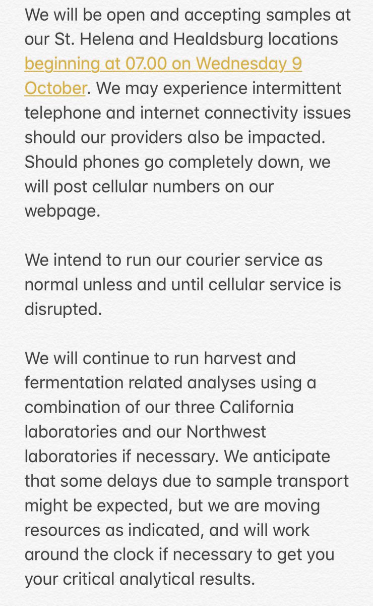 ETS is prepared for planned power outages in the Napa and Sonoma wine regions.