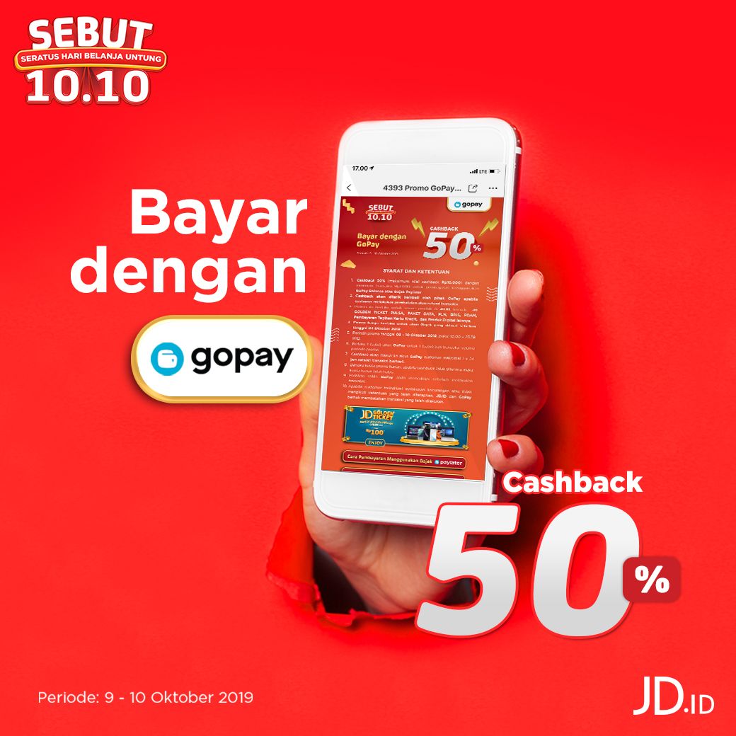 JDid's tweet photo. Belanja tapi dapat Cashback 50% dari Gopay ? Bisa banget, coba deh belanja langsung di https://t.co/zwrZJkI3Rk sampai dengan 10 Oktober 2019. Kamu bisa langsung dapat cashbacknya, cek sekarang di https://t.co/vPSaDSr8wd ! π #JDID #DijaminOri #SemangatOri #sebutjdid1010 #gopay https://t.co/9nn9nLklnP