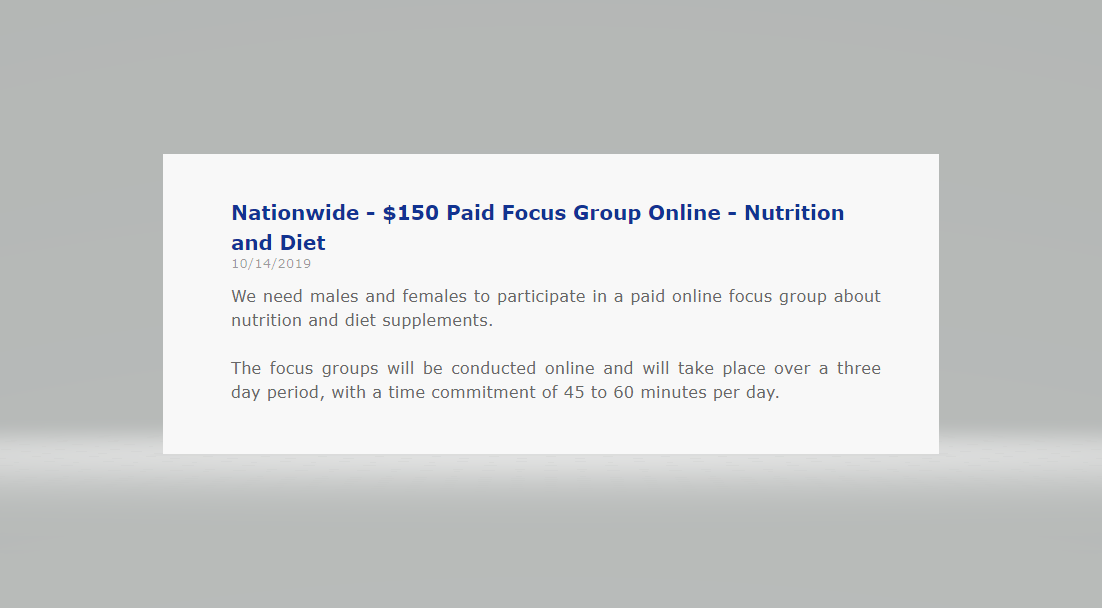 Nationwide - $150 Paid Focus Group Online - Nutrition and Diet bit.ly/32iz4Am