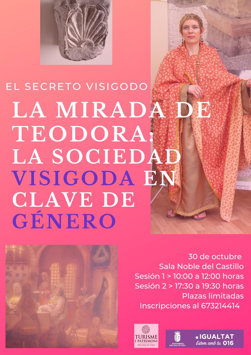 riba_roja's tweet image. ¿Alguna vez te has preguntado como sería la vida de las #mujeres en la antigüedad? 🧕👳‍♀️👩

Te invitamos a hacer un viaje en el tiempo y descubrirlo…

Teodora, señora de Pla de Nadal, ofrecerá una charla íntima para contarnos como era la vida de las mujeres #visigodas