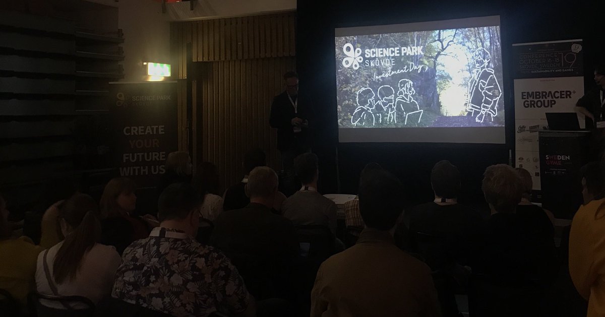 Science Park Skövde Investment Day at Sweden Game Conference. Our game startups pitch session is about to start! #SwedenGameConference19