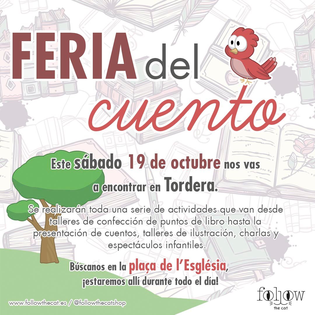 followthecatFTC's tweet photo. No us podeu perdre aquest proper dissabte 19 d'octubre la fira del conte de #Tordera. Hi haurà moltíssimes activitats sobretot pels petits de la casa! #Girona #findesemana #Familia #Conte #fires https://t.co/4o7RmOfxVk