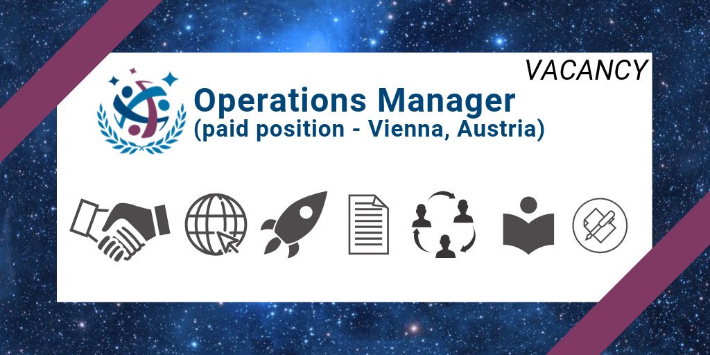 VACANCY: The SGAC Operations Manager will support the management of operations, including project planning and managing, capacity and utilisation management, work delegation, and status tracking of SGAC teams. This is a paid position in Vienna, Austria. 

spacegeneration.org/sgac-is-lookin…