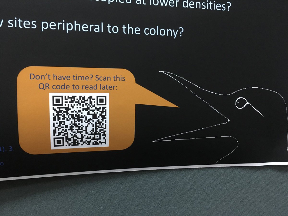 Excited to be presenting the first results of my PhD in Guillemot population ecology at #ACCEconf2019 - you can also view my poster at home with this QR code! #seabirds @CEHScienceNews