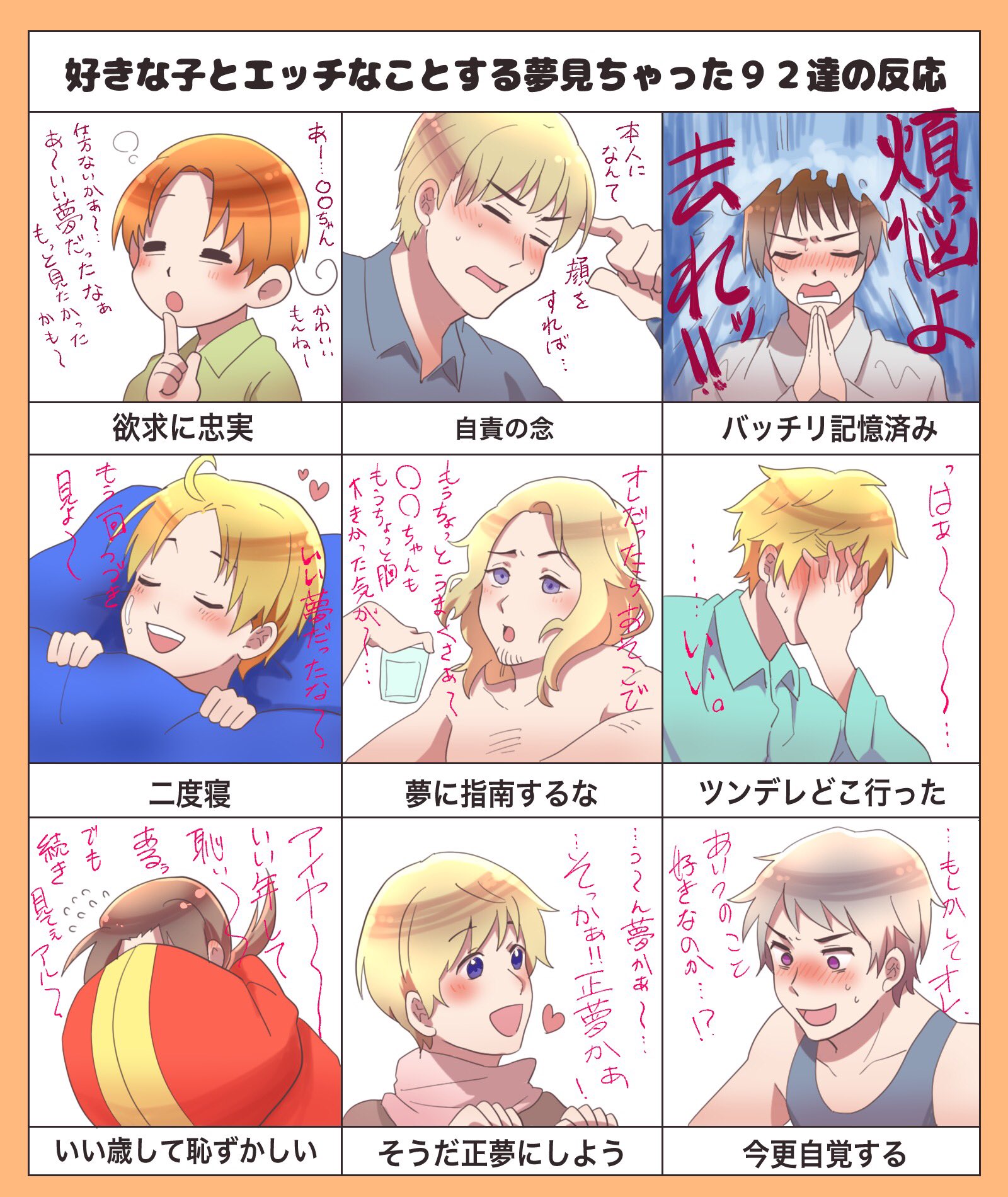 七草餅 ヘタリア夢向け注意 好きな子とエッチなことする夢見ちゃった92達の反応です T Co L7hddtup57 Twitter