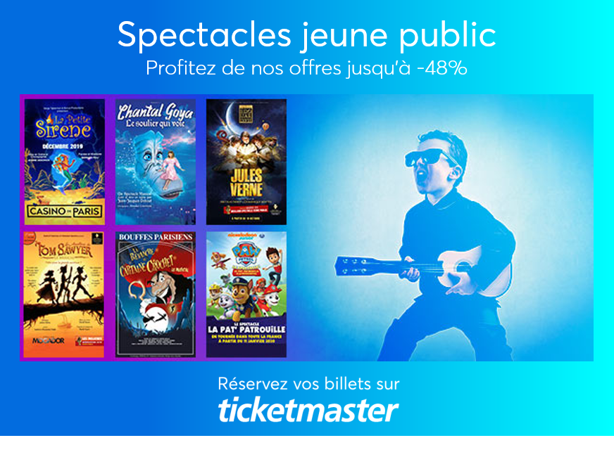 TicketmasterFR's tweet photo. [JEUNE PUBLIC]
A la recherche d'une sortie en famille ? Vos enfants seront ravis de retrouver, sur scène, leurs héros favoris. 
Et jusqu'au 23 octobre 2019, profitez de nos offres jusqu'à -48% !
🎟 https://t.co/jqbx61PJg0 https://t.co/rt4UqpEQvd