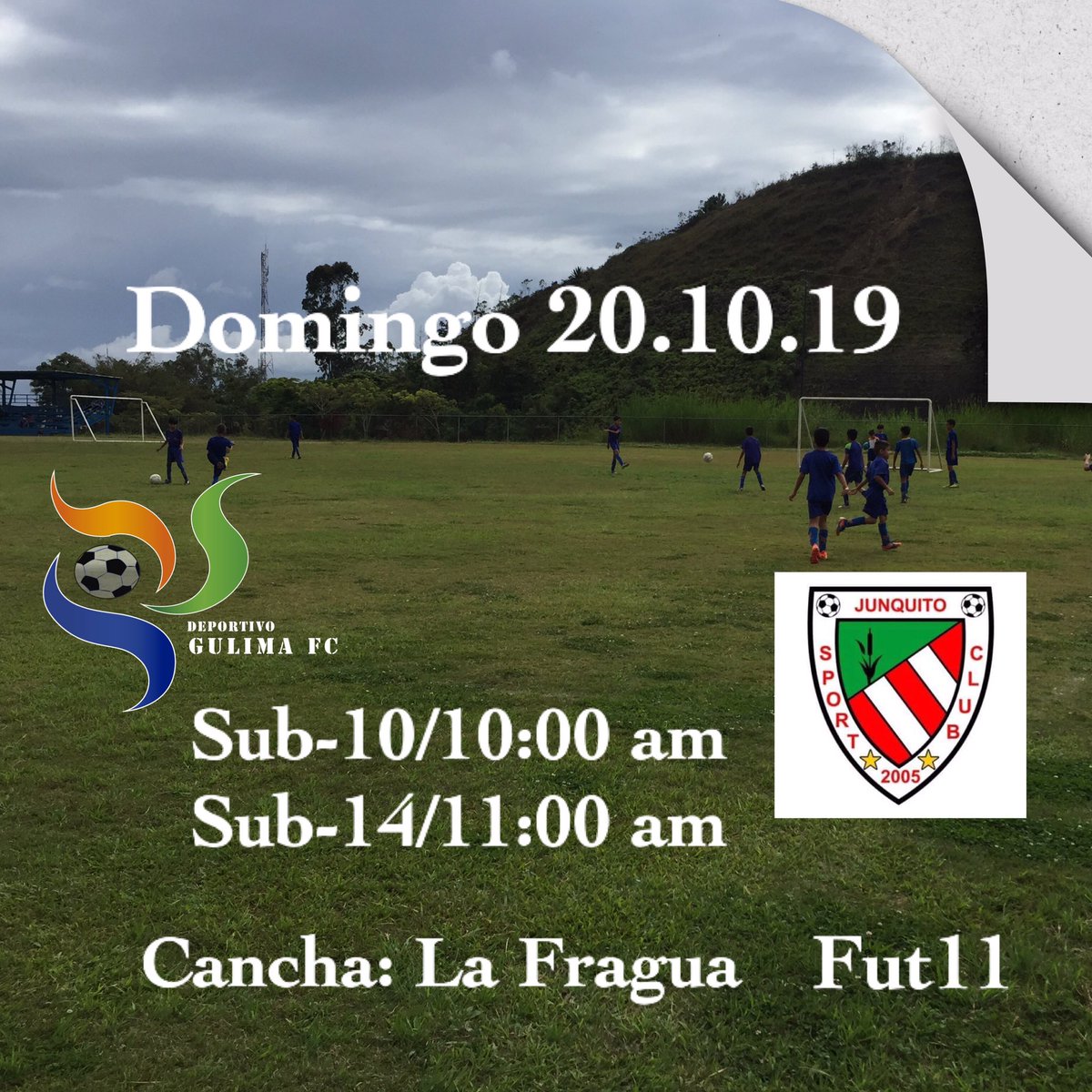GulimaFC's tweet photo. 1a JORNADA
Torneo Clausura 2019 🏆
FUT11⚽️🥅
Domingo 20.10.19
D. Gulima vs Junquito SC
#torneoclausura2019 #gulimasiemprepresente #vivagulima #fut7 #entrenarparaganar #compromiso #responsabilidad #futbolcampo #futbol⚽ #ligaasociación #ligaromulohernandez #lafragua https://t.co/uzXfF0Mhf6
