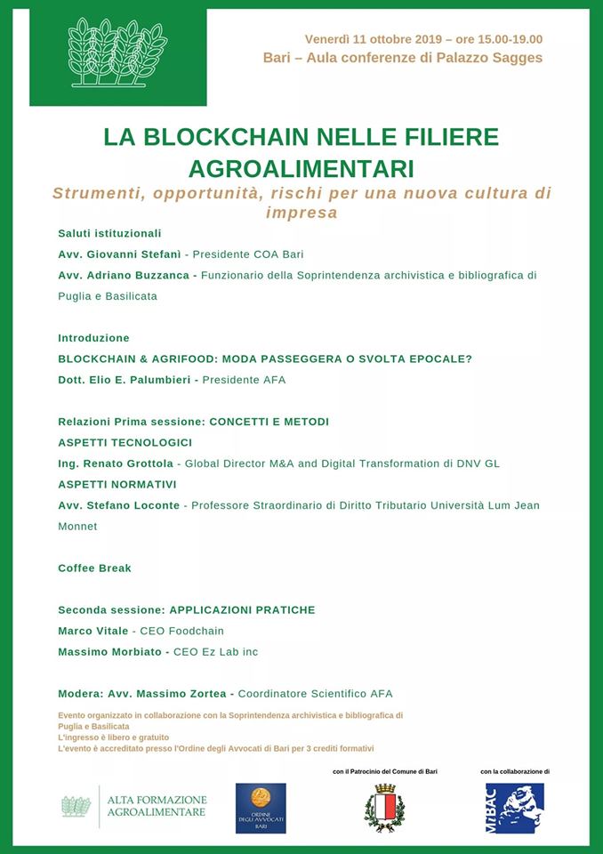 EZLab_solutions's tweet photo. L'innovazione corre 💪🏃‍♂️
@EzLab_Projects venerdì 11 a Trani e pomeriggio a Bari presso Palazzo Sagges.
🔗Evento "La blockchain nelle filiere agroalimentari", organizzato da Scuola di Alta Formazione Agroalimentare.

🔒Low risk more trust with #AgriOpenData https://t.co/CeN24nVQs7