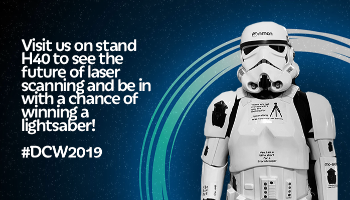 nmcnplc's tweet photo. Welcome to #DCW2019 

Don't miss the future of laser scanning on our stand - H4⃣0⃣

Keep an eye out for our stormtrooper too! https://t.co/REQCNOLhS1