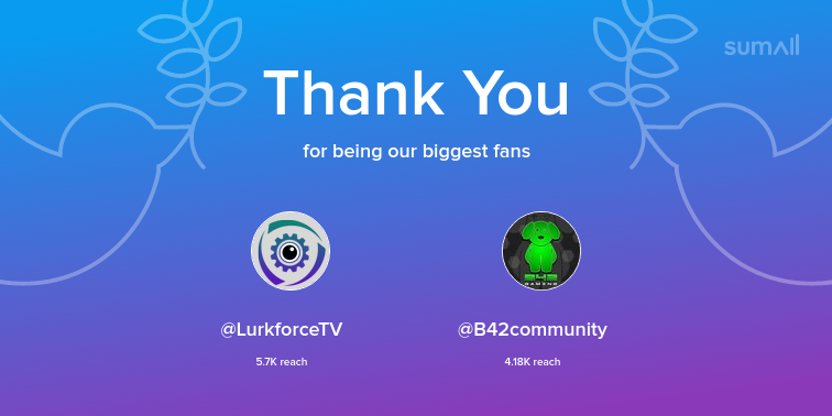 VampersQueen's tweet photo. Our biggest fans this week: LurkforceTV, B42community. Thank you! via https://t.co/IMVEP6m18I https://t.co/OF0FjX5KVC