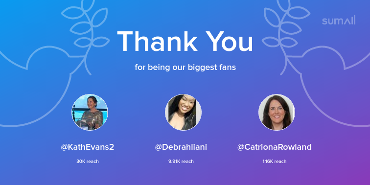PdnRainbow's tweet photo. Our biggest fans this week: KathEvans2, Debrahliani, CatrionaRowland. Thank you! via https://t.co/y2kPbHtTA0 https://t.co/QQCeTcXyYt