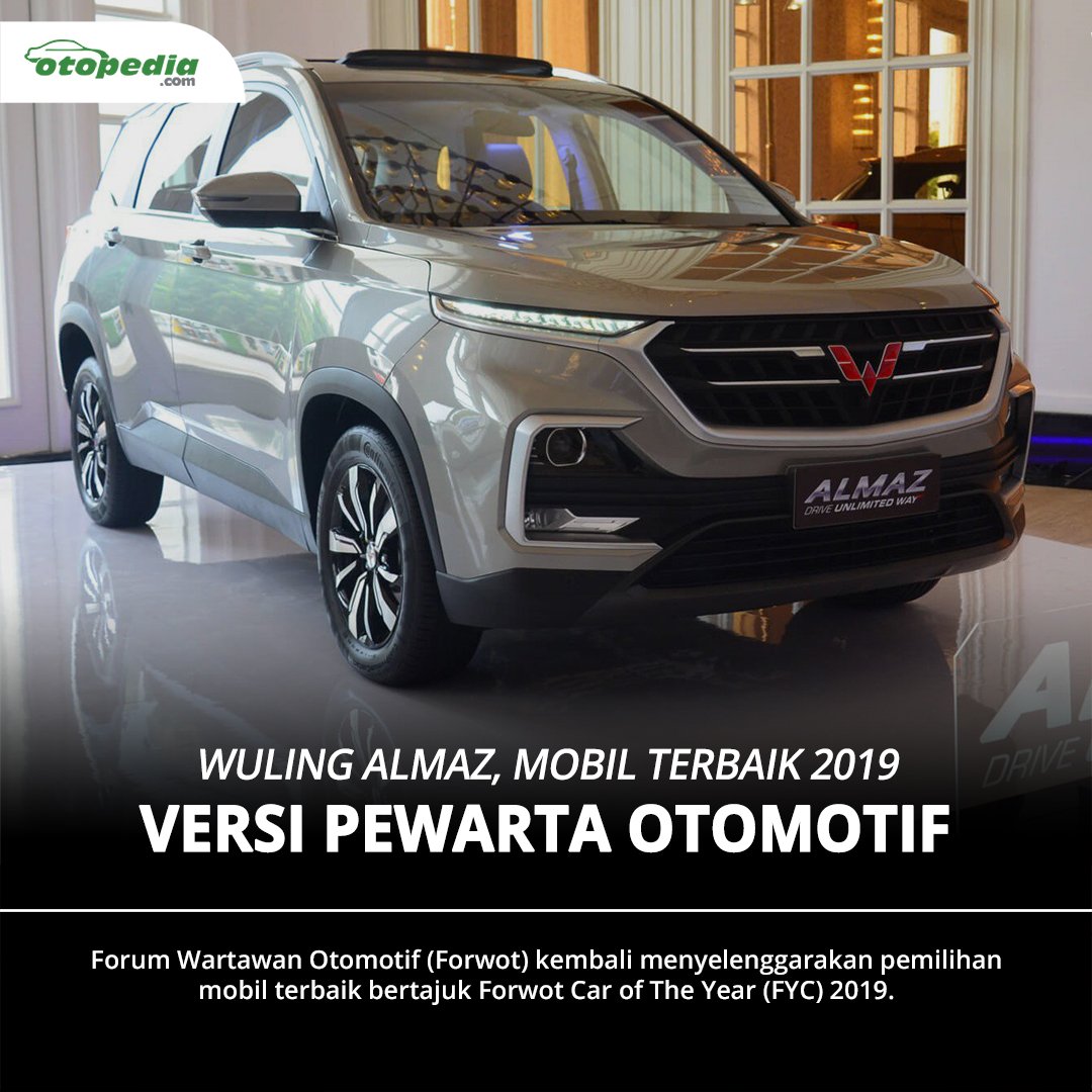 otopedia's tweet image. Wuling Almaz dinobatkan menyabet penghargaan FYC 2019.

SUV asal Tiongkok ini berhasil meraih penilaian 159 poin mengungguli Suzuki Jimny, DFSK Glory 560, Honda Brio, dan Mazda3.

Apa saja faktor penilaiannya? bit.ly/WulingAlmazFYC

#Wuling #WulingAlmaz #ForwotCarofTheYear