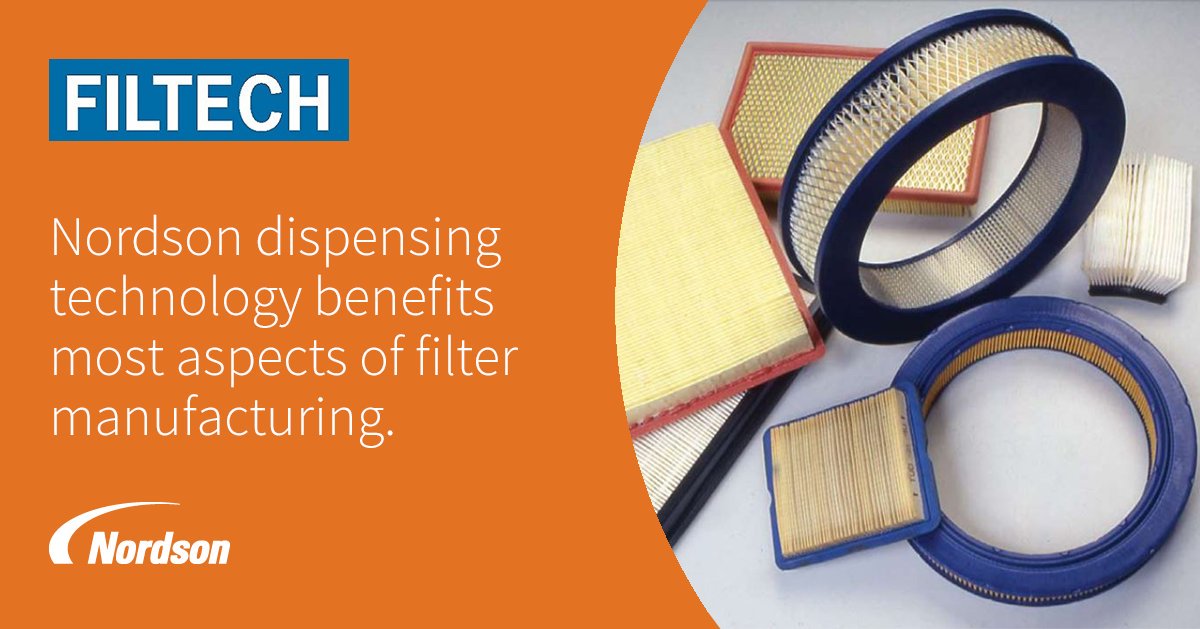NordsonAdhesive's tweet image. Visit us at Filtech 2019, October 22 – 24, Cologne (Germany), Hall 11.2, Booth L10 to see the latest technology for adhesive dispensing for pleating, potting and bonding applications in industrial and consumer filter manufacturing. #NordsonAdhesive #filtech