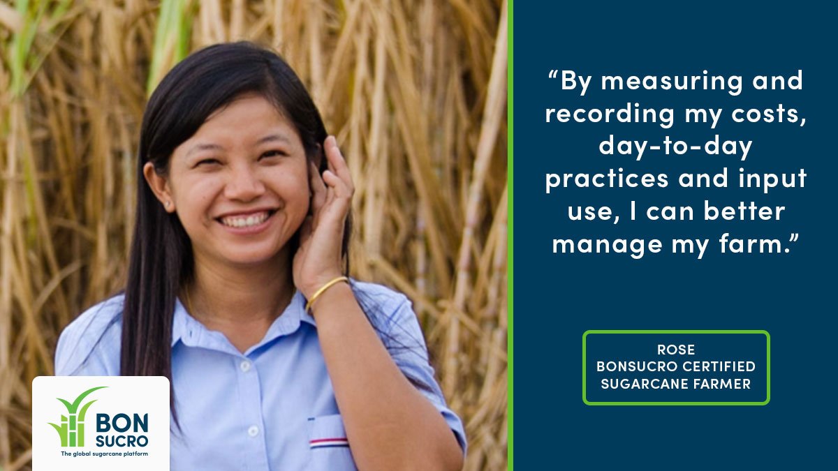 Bonsucro's tweet photo. #Sugarcane farmer Rose used to be a nurse. When she left the city to care for her parents, she was excited about the challenge of running her own farm. 
She now cultivates 9.6 ha of land under the mill’s #Bonsucro smallholder programme. 
Read her story: https://t.co/t6xpx7JR2T https://t.co/Wvlw79an9X