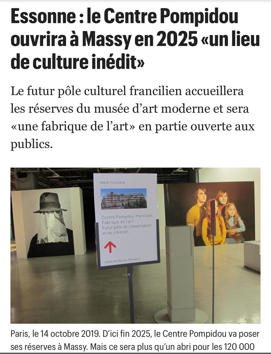 GrosAurelie's tweet photo. .@CentrePompidou ouvrira à Massy en 2025 « avec la création d’un pôle à la hauteur de notre ambition culturelle collective.
Je salue l’alliance de nos collectivités et de l’Etat dans une belle action d’intérêt général »
@franckriester @vpecresse @nicolas_samsoen @NewsTankCulture https://t.co/JQ5zN370Ez