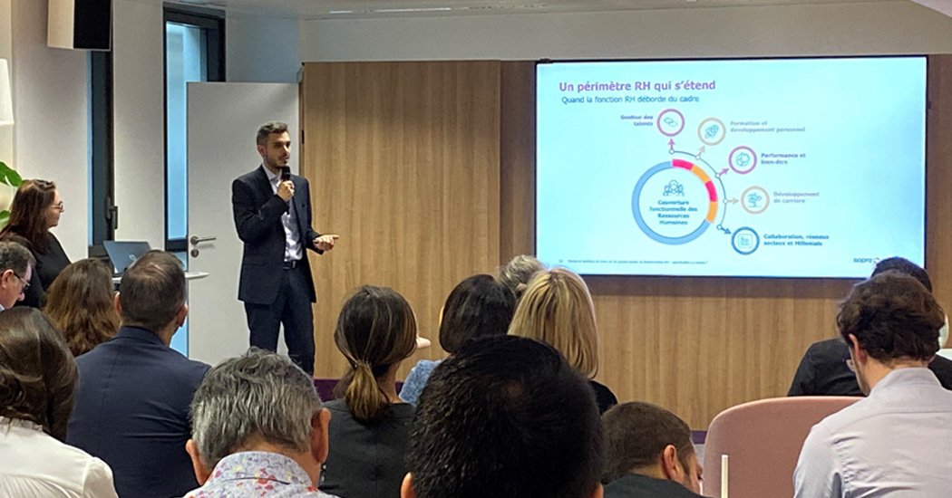 SopraSteria_fr's tweet photo. "La croissance externe vers des marketplaces #RH est une stratégie gagnante pour les entreprises comme pour les #startups" Nos experts, Brice Besluau &amp; Clémence Ravanetti partagent nos convictions lors de l’Atelier SIRH avec @GroupeRHM https://t.co/P69tmVw9kG