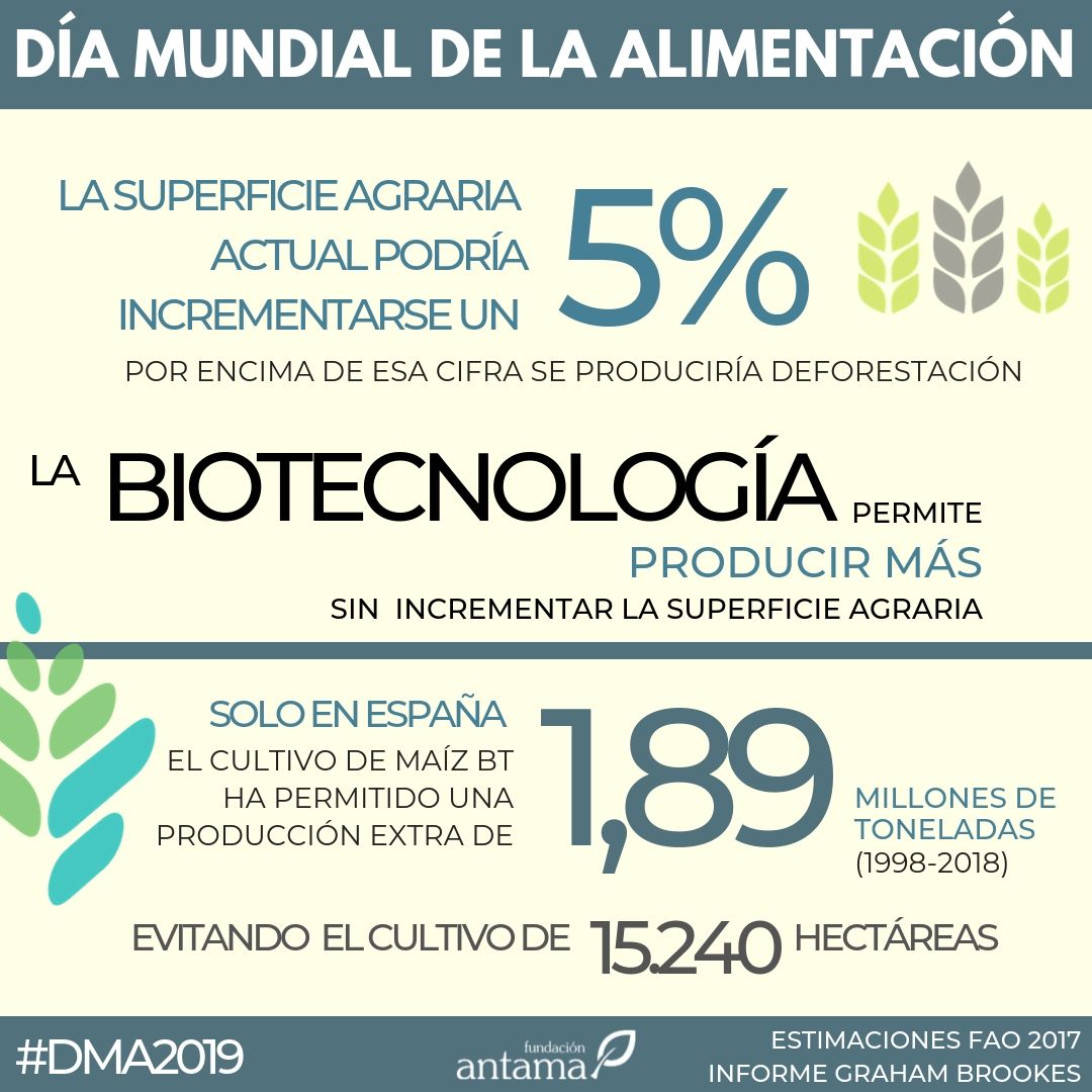 fundacionantama's tweet photo. 📢 Con motivo del #DíaMundialDeLaAlimentación analizamos el reto de alimentar a una #población creciente. 🌏👫👭👬🌍 No existe una única solución, pero la #biotecnología es clave para afrontar este reto 👉 https://t.co/AiKdpwXDd2 #DMA19 #alimentación https://t.co/z1CDjtMocY