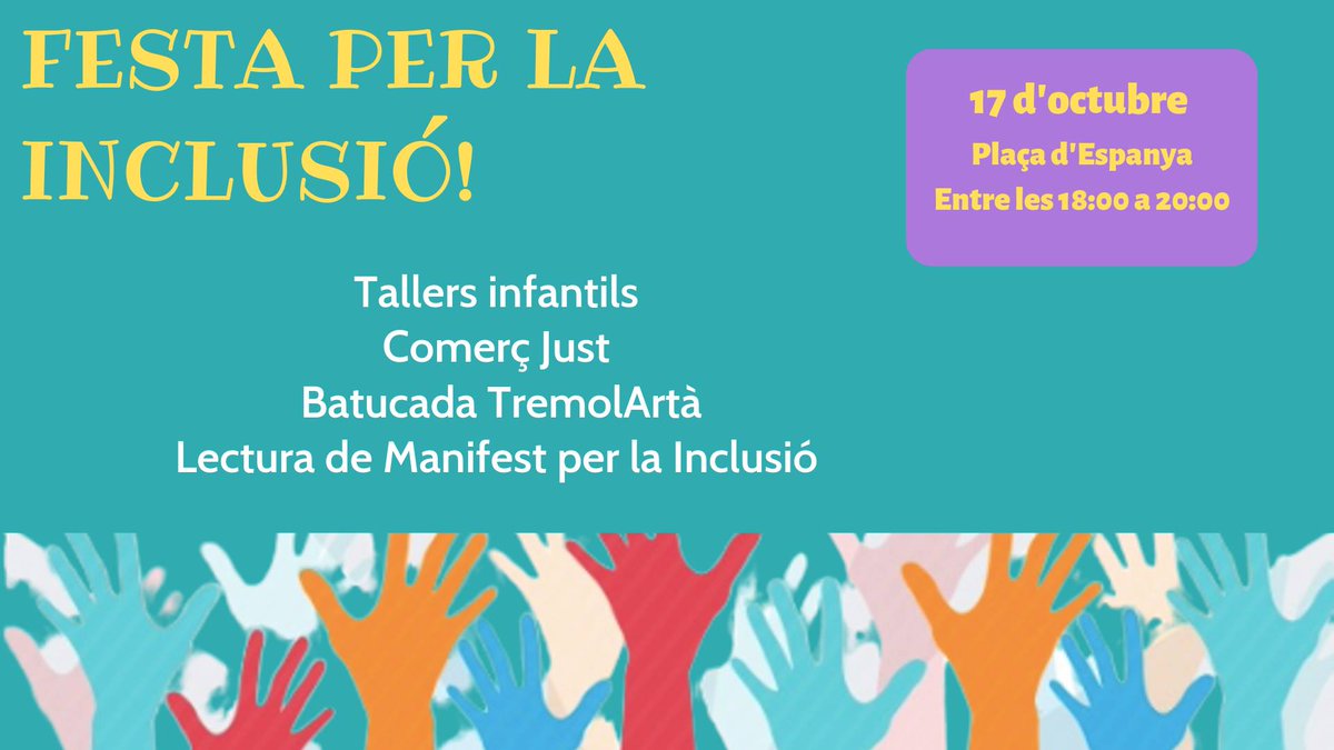 IllesEapn's tweet photo. 📣📣📣 Demà, Dia Internacional per la #LluitaContraLaPobresa, us esperam a la #FestaPerLaInclusió 🥳!!! @projectenaum, @fundacioires, @EspiralServeis i la #FEIAB han preparat uns tallers infantils super divertits 🤩🤹♂️ al voltant de la importància de la #Inclusió! https://t.co/KYBN7DTGNL