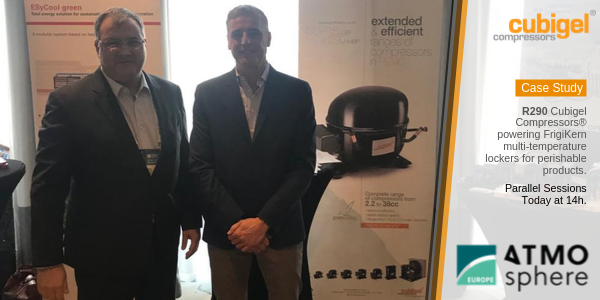 HuayiBarcelona's tweet photo. Remember today’s presentation at #ATMOsphere Europe:  R290 Cubigel Compressors® powering FrigiKern multi-temperature lockers for perishable products. https://t.co/hSMxGTqtNO
