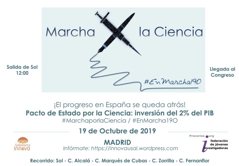 aeac_science's tweet photo. ¡Ya llega la Marcha por la Ciencia!
En Madrid este sábado 19 de octubre a las 12h.
#EnMarcha19O 

Si crees que la ciencia es fundamental para un país vente a dejárselo claro a los que deben cambiar la situación.

https://t.co/7dl37v58cw

@INNOVASalamanca https://t.co/k6PbLeaaUT