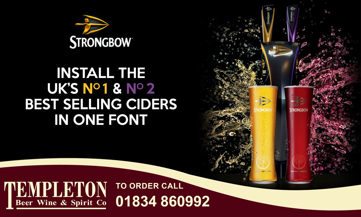 Fancy dispensing the UK's Number 1 and 2 ciders in a single font? Talk to your <a href="/templetondrinks/">Templeton Beer Wine & Spirit Co Ltd</a> rep regarding installation of a <a href="/strongbowuk/">Strongbow UK</a> duel font.