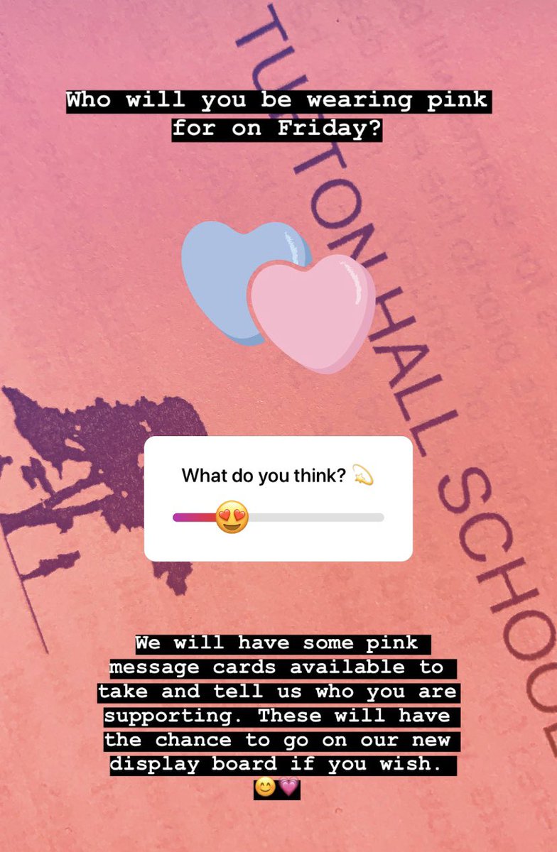 THSUnion's tweet photo. We would love to hear your messages to those who you will be wearing pink for this Friday, you can give them in afterwards for them to go on our new display board if you like! 💞 Let’s show our support. 📚 https://t.co/9ZUbJUbiJt