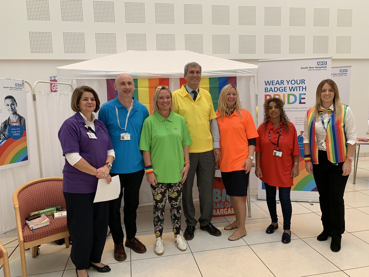 We are looking very colourful today as we launch our rainbow badge campaign, come and see us in the atrium to sign your pledge and help promote our message of inclusion🌈 @SouthTees @MetcalfRachael #steesstaff #Rainbowbadge