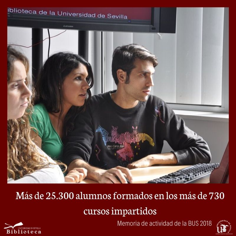 Biblioteca_US's tweet photo. Nuestros compañeros/as forman a la comunidad universitaria a través de varios cursos relativos al uso del repositorio, catálogo, gestores bibliográficos... Consulta #FormaBUS https://t.co/lW0UxAHTWT @unisevilla @twitCADUS @InvestigaUS #MemoriaBUS https://t.co/BSFf9qvKXY