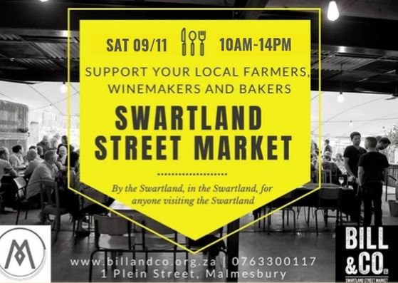 Swartland FRESH MARKET Saturday 9 November
from 10H00-14H00 #market #swartlandstreetmarket