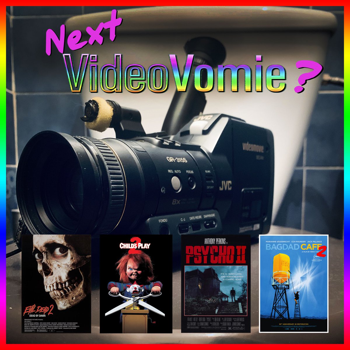 masebrothers's tweet photo. Quel est le titre de notre prochain VideoVomie qui sortira le 31/10?
#evildead2 #chucky2 #psycho2 #bagdadcafe2 #videomovie #videovomie #masebrothers https://t.co/VM4MnspaB5