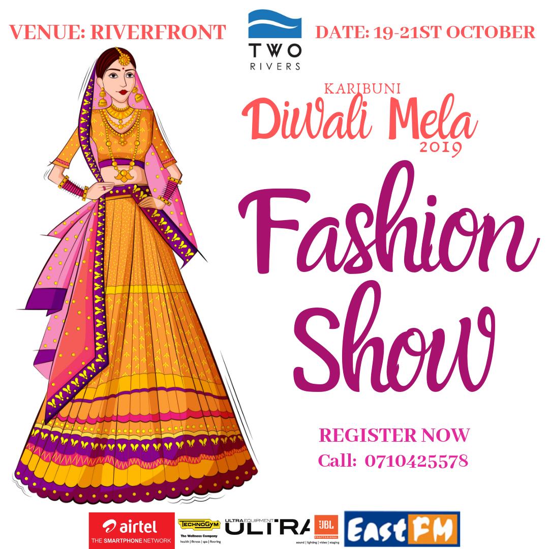 EastFMKenya's tweet image. Looking forward to this year's Diwali festival. Join us at the Riverfront in @TwoRivers_KE from 19th -21st October for this fashion show and so many more activities including talent competition and an amazing fireworks display! 
#TwoGoodToBeTrue #KaribuniDiwali #DiwaliMela